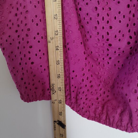 Leyden pink Eyelet Cropped Tank Top Elastic Waist And Straps Square Neck boho M - Picture 5 of 5